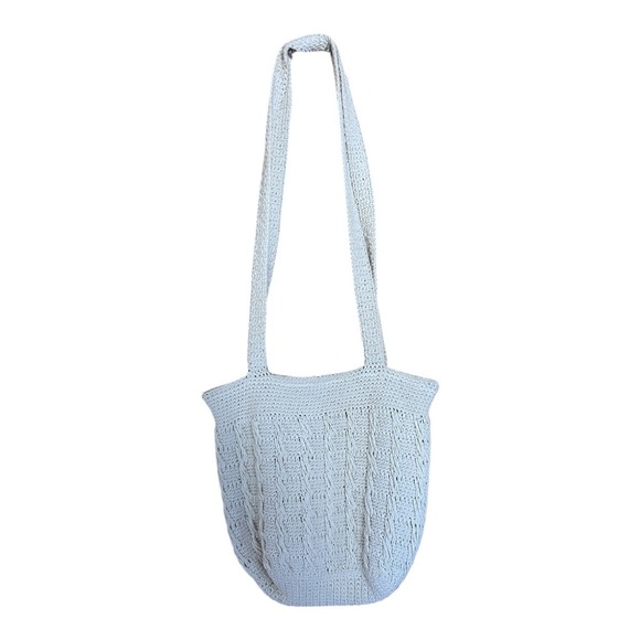 Vintage Cream Crochet Shoulder Bag Rico bag etc – Boho Cottagecore Coastal Style - Picture 1 of 5
